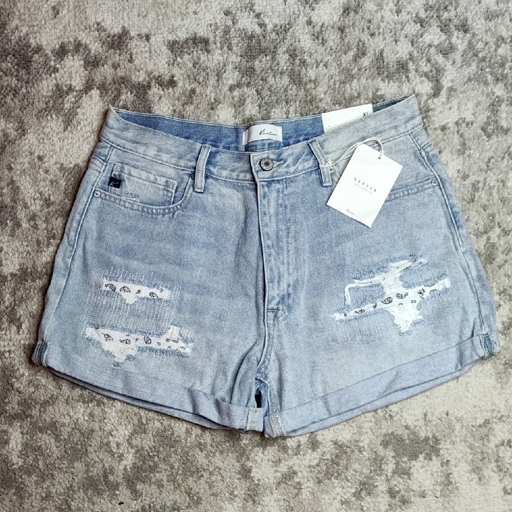 KanCan Light Blue Ripped Jean Shorts